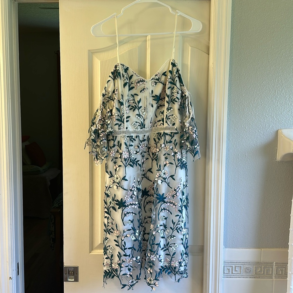 Floral dress with sheer overlay